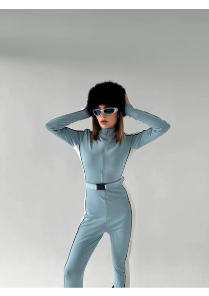 Kemer Detaylı Fermuarlı Tulum - Bebe Mavisi modelleri