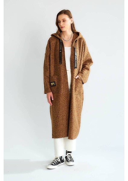 Robin Kadın Kapüşonlu Torba Cep Astarsız Hafif Buklet Kaşe Oversize Uzun Kaban modelleri