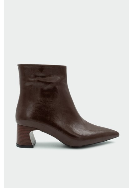 Osper Acı Kahve Sivri Burun Fermuarlı Kadın Bot