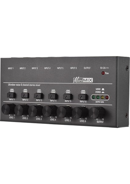 Ultra Düşük Gürültülü 6 Kanal Line Stereo Mikser 6 Giriş 1 Çıkış Mono ve Stereo Anahtarlamalı Dc 5V Taşınabilir Mini Ses Mikseri Mikrofon Gitar Bass Club Bar Sahne Stüdyosu Için Klavye Mikserleri