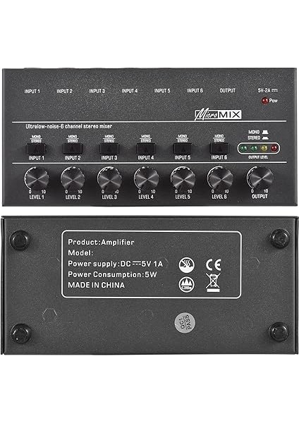 Ultra Düşük Gürültülü 6 Kanal Line Stereo Mikser 6 Giriş 1 Çıkış Mono ve Stereo Anahtarlamalı Dc 5V Taşınabilir Mini Ses Mikseri Mikrofon Gitar Bass Club Bar Sahne Stüdyosu Için Klavye Mikserleri fiyatları