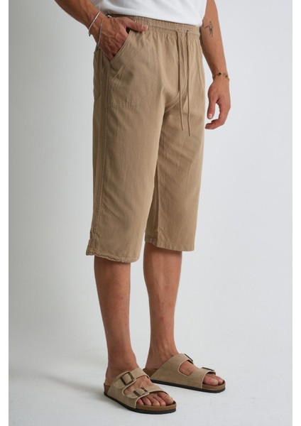 Erkek Regular %100 Pamuk Keten Görünümlü Kapri DC204-52 fiyatları