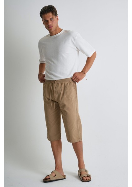 Erkek Regular %100 Pamuk Keten Görünümlü Kapri DC204-52 modelleri
