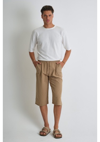 Erkek Regular %100 Pamuk Keten Görünümlü Kapri DC204-52