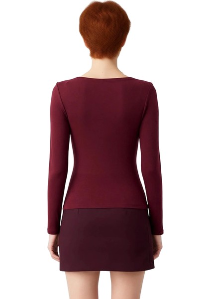 Kadın Asimetrik Yaka Büzgülü Vücuda Oturan Uzun Kollu Örme Kaliteli Şık Rahat Modern Zarif fırsatları