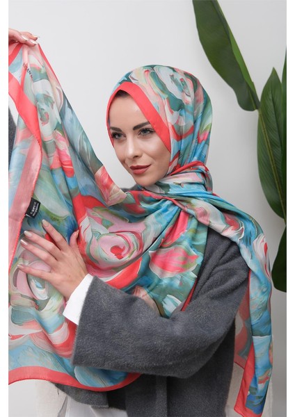 Floral Akrilik Desenli Dijital Soft Şal