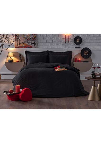 Jakarlı Nevresim Takımı Mario Çift Kişilik Siyah indirimleri