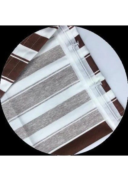 Kahve Beyaz Çizgili Su Geçirmez Kornişli Bağcıklı Balkon Perdesi Branda Enxboy fırsatları