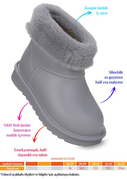 Geta Su Geçirmez Içi Kürklü Kız Çocuk Eva Yağmur Kar Çizme fiyatları