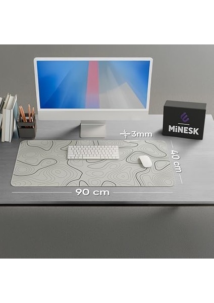 90X40 cm Xxl Gaming Mouse Pad [ Density Hybrid Kumaş] [yüksek Çözünürlüklü Baskı] Fare Altlığı Oyuncu Mousepad (Açık Gri Izohips, 90X40) fiyatları