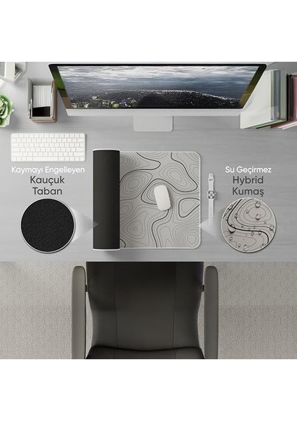 90X40 cm Xxl Gaming Mouse Pad [ Density Hybrid Kumaş] [yüksek Çözünürlüklü Baskı] Fare Altlığı Oyuncu Mousepad (Açık Gri Izohips, 90X40) modelleri