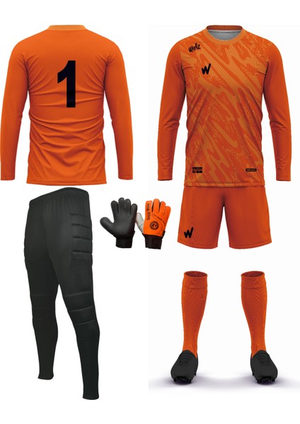 Kaleci Forma Takımı,zenga Model (Forma-Şort Süngersiz,eşofman Süngerli)Eldiven+Çorap Dahil 5'li Set