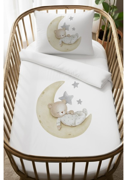 %100 Pamuk Anne Yanı 60X100 Beşik Nevresim Takımı