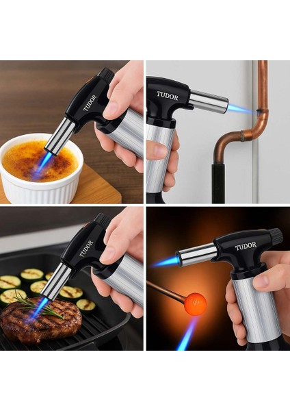 Pioze Ateşlemeli Torch Pürmüz Çakmak, 1300 °c Ayarlanabilir Yüksek Alevli Emniyet Kilitli Profesyonel Çakmak indirimleri