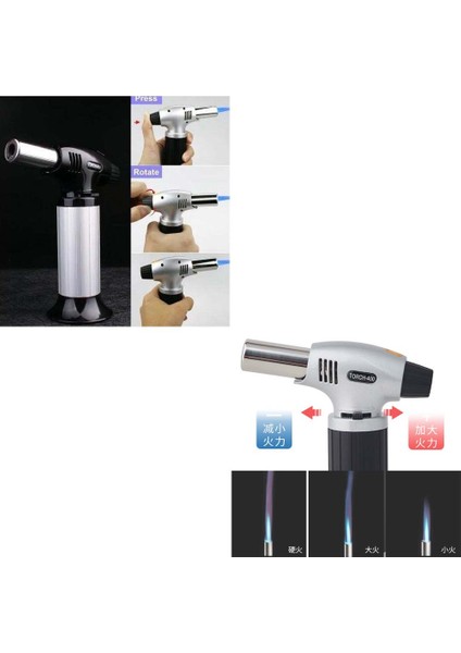 Pioze Ateşlemeli Torch Pürmüz Çakmak, 1300 °c Ayarlanabilir Yüksek Alevli Emniyet Kilitli Profesyonel Çakmak