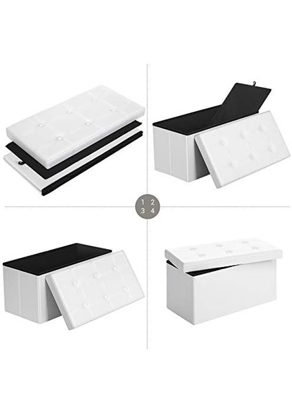 Tabure, 80 Litre, Saklama Kutusu, Ayak Taburesi, Katlanabilir, 300 kg Taşıma Kapasitesi, Deri Kılıf, Dolgulu, Beyaz SPF106 modelleri