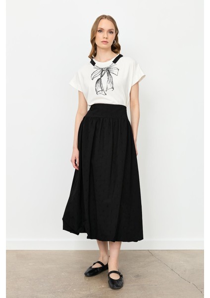 Nakış Detaylı Uzun Balon Etek-Siyah fırsatları