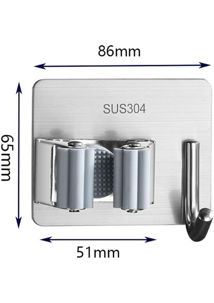 Paslanmaz Çelik Süpürge ve Paspas Tutucu | 304 Kalite Çelik Mop Tutucu | Delme Gerektirmez | Duvar Tipi Organizer Askı Kancası | Kaymaz Silikon Tutuş |, Mutfak, Bahçe, Garaj Için modelleri