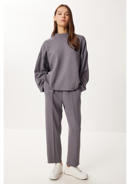 Yarasa Kollu Nervürlü Modal Üst-Alt Takım LDM0009 Füme fiyatları