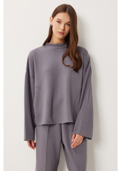 Yarasa Kollu Nervürlü Modal Üst-Alt Takım LDM0009 Füme modelleri