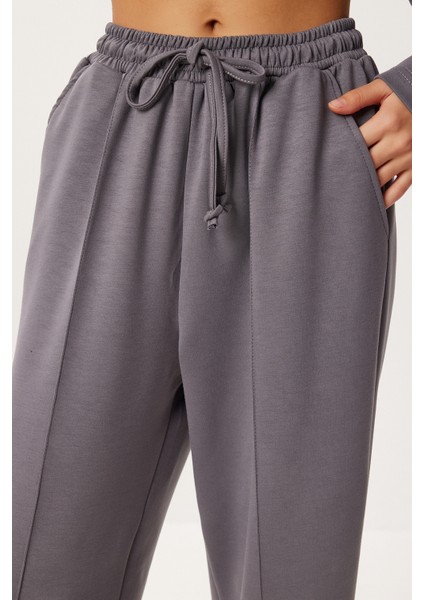 Yarasa Kollu Nervürlü Modal Üst-Alt Takım LDM0009 Füme indirimleri