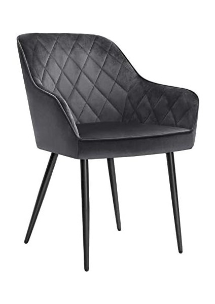 Yemek Odası, Koltuk, Kolçaklı, Dolgulu, Metal Ayaklar, Kadife Kılıf, 110 kg Taşıma Kapasitesi, Gri LDC088G01 modelleri