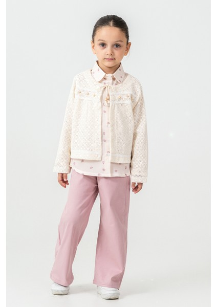 Yakası Bağlamalı Kız Çocuk 3\'lü Takım - 26K 4499