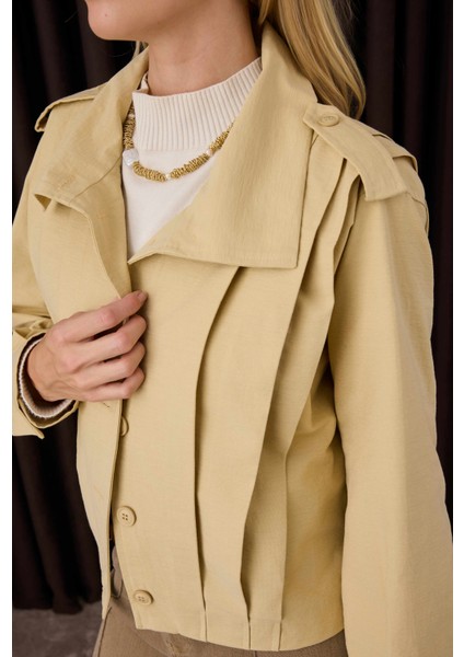 Kısa Pileli Ceket Tereyağ Sarısı fırsatları
