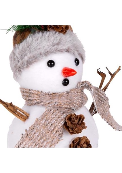 Yılbaşı Süsü Kardan Adam Yılbaşı Dekorlu Ekose Atkılı -Beyaz 14X12X18,5 Cm. fiyatları