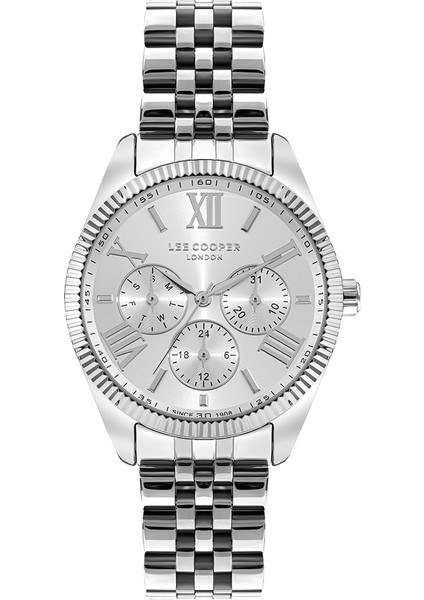 Orijinal Lee Cooper Fonksiyonları Aktif Takvimli Beyaz Gümüş Çelik Kadın Kol Saati
