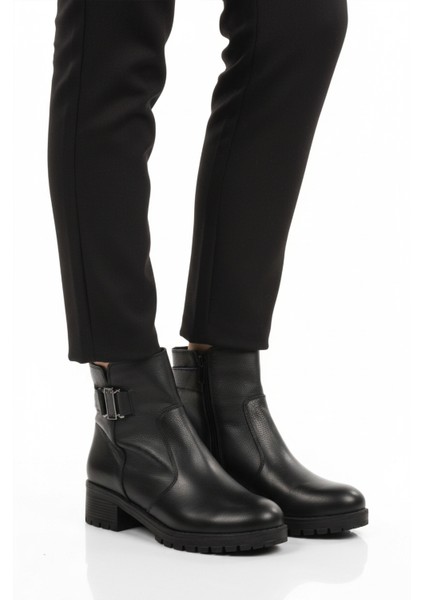 Siyah Hakiki Deri Hafif Kaymaz Taban Kadın Bot Premium 16463-1 Z modelleri