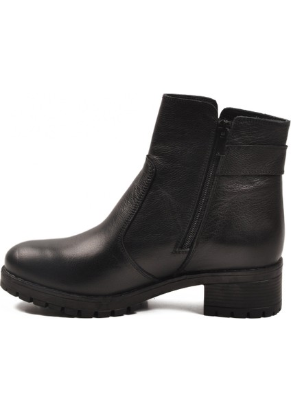 Siyah Hakiki Deri Hafif Kaymaz Taban Kadın Bot Premium 16463-1 Z fırsatları
