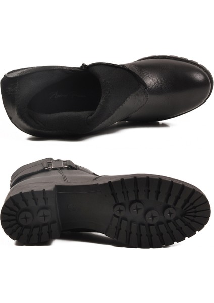 Siyah Hakiki Deri Hafif Kaymaz Taban Kadın Bot Premium 16463-1 Z indirimleri