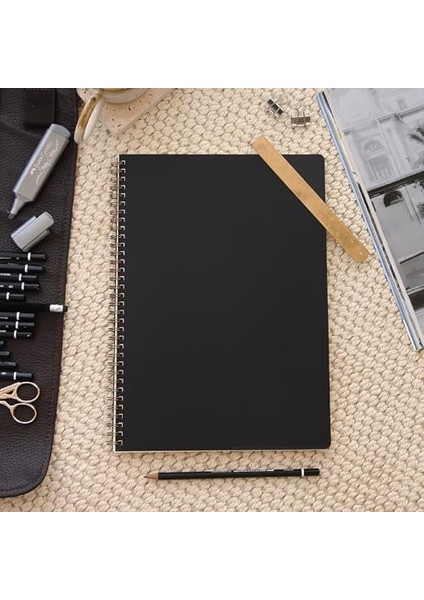 Siyah Karton Kapak 70 Yaprak 110 Gram Noktalı Not Defteri modelleri