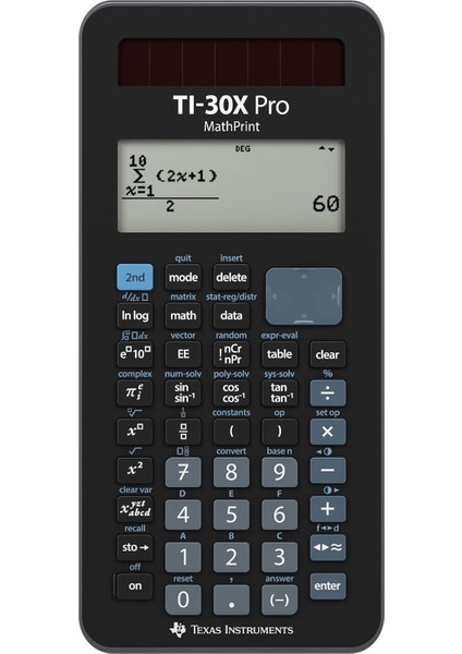 Instruments TI-30X Pro Mathprint Okul Hesap Makinesi (4 Satırlı Yüksek Çözünürlüklü Ekran, Güneş Enerjisi ve Pille Çalışır), Siyah