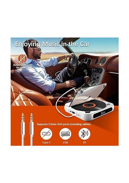 Bt5.1 CD Çalar Taşınabil Müzik Çalar Fm Radyo Masaüstü CD Oynatıcısı Kapaklı Ekran 6 Mod Ab Tekrar Zamanlayıcı Uzaktan Kumanda indirimleri