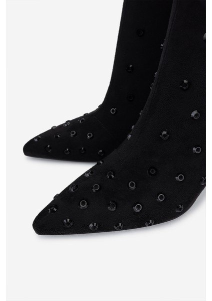 Kadın Hakiki Deri Siyah Kadife Topuklu Bot 735 VAL-8794 Bn Bot SK25-26 Sıyah Kdf modelleri