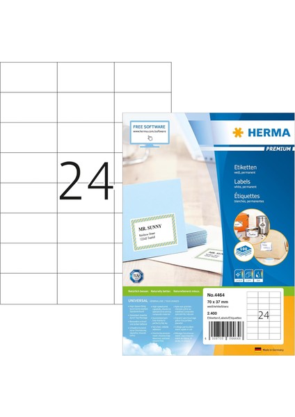 Premium Etiket A4 100 70X37 Beyaz