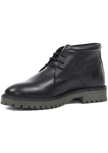 Erkek Siyah Bağcıklı Fermuarlı Deri Bot modelleri