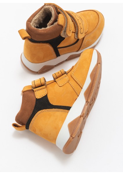 Erkek Çocuk Sarı Hakiki Deri Suya Dayanıklı Günlük Bot