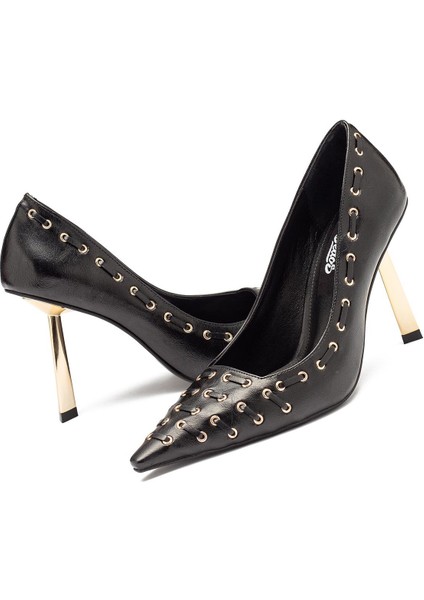 Kadın Yüksek Topuklu Deri Örgülü Özel Troklu Abiye Ayakkabı 320 modelleri