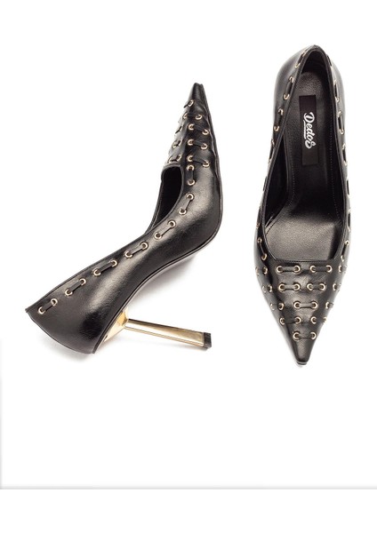 Kadın Yüksek Topuklu Deri Örgülü Özel Troklu Abiye Ayakkabı 320 fırsatları