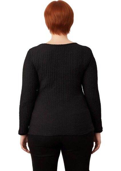 Kadın Gofre Dokulu V Yaka Uzun Kollu Örme Üst Kaliteli Şık Rahat Modern Zarif Günlük modelleri