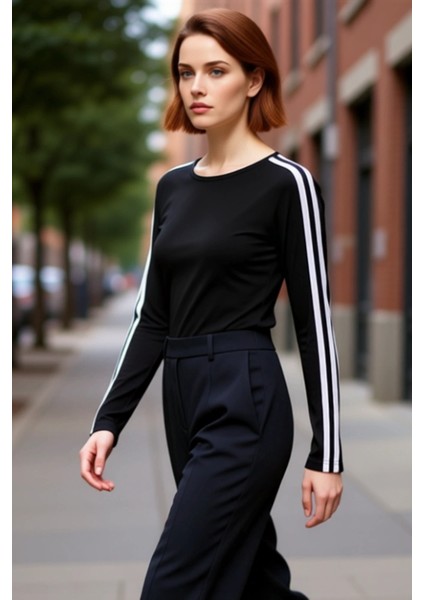 Kadın Uzun Kollu Dalgıç Kumaş Örme Spor Bluz Kaliteli Şık Rahat Modern Zarif Günlük fırsatları