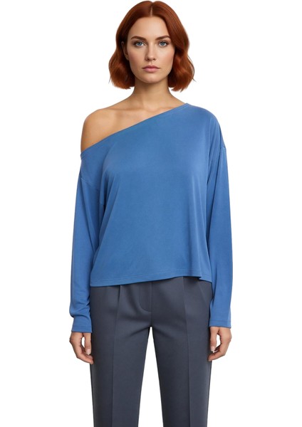 Kadın Moda Şık Regular Kayık Yaka Tek Kol Relaxed Kalıp Örme %100 Modal Kumaş Rahat Kesim Bluz fiyatları