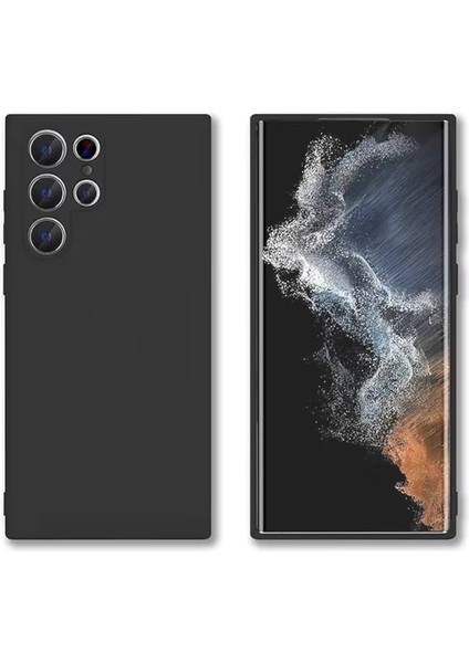 Ggm Aksesuar Galaxy S22 Ultra ile Uyumlu Içi Kadife Kaplı Dışı Mat Yapıya Sahip Kamera Korumalı Lansman Silikon Kılıf Ince Yapılı Tam Koruma Sağlayan Kamera Korumalı Kılıf (Siyah)