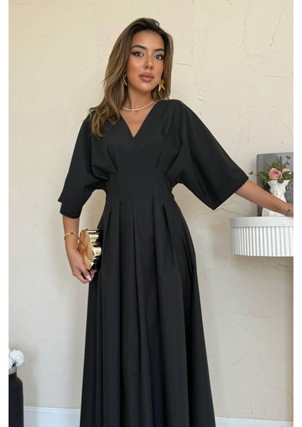 Zarif A Kesim V Yakalı Elbise