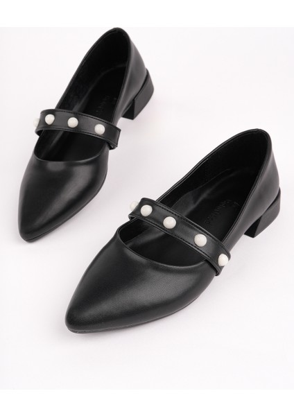 BA04595 Siyah I Kadın Inci Bantlı Günlük Büyük Numara Babet - 37 fırsatları