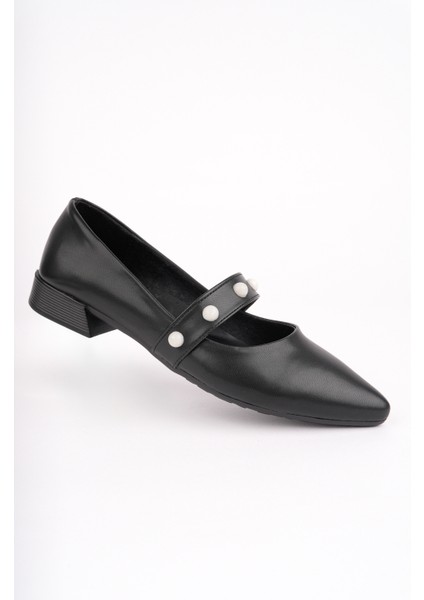 BA04595 Siyah I Kadın Inci Bantlı Günlük Büyük Numara Babet - 37 indirimleri