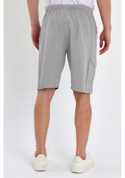 Yazlık Keten Görünümlü Kargo Cep Lastikli, Bol Kesim Toprak Renk Şort 201-22 fırsatları